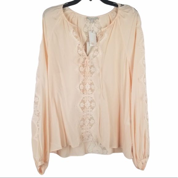 Joie Bernabas Lace Trim Blouse 100% Silk Large - Picture 5 of 9